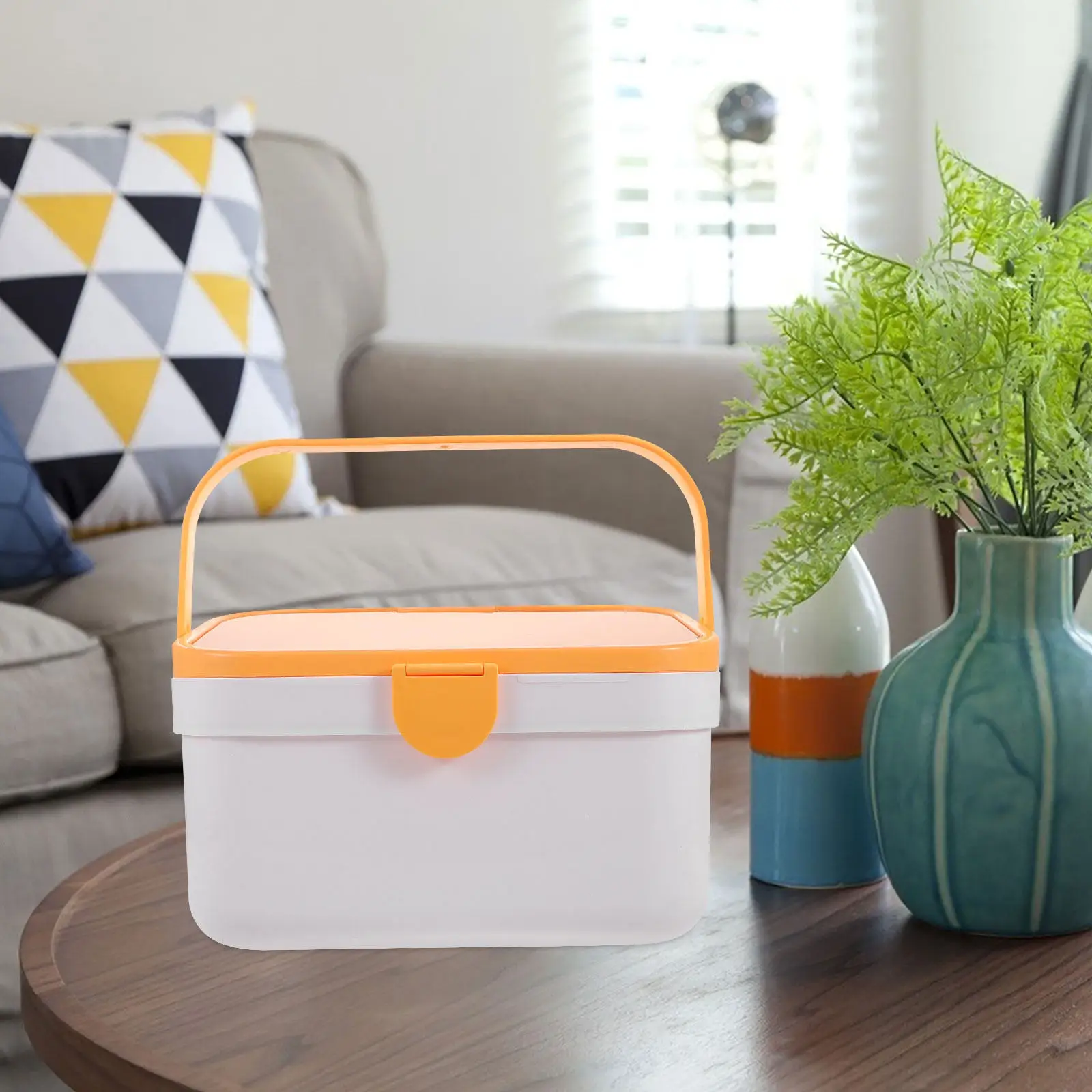 Spacious Two Level Medicine Storage Organizer Box with Ergonomic Handle Dry Safe Design Sleek Modern Look for Family Medication