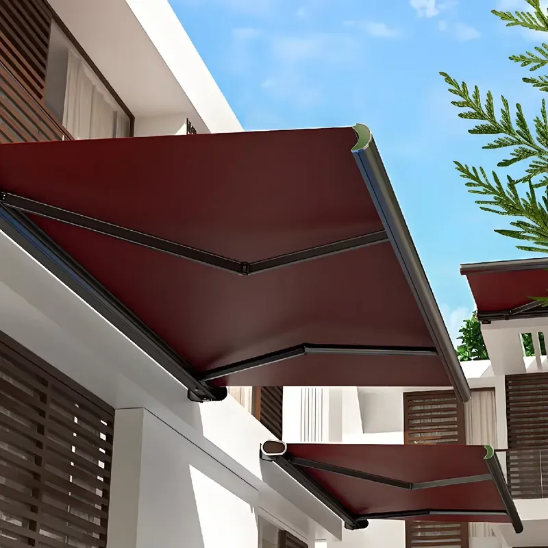 Outdoor Electric Full Box Awning Intelligent Remote Control Automatic Telescopic Retractable Pvc Sail Terrace Courtyard