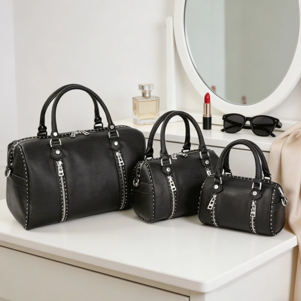 2026 New Model ZV Fashion Women's Boston Bag - Handbag with Shoulder Strap - Pillow Bag view 2