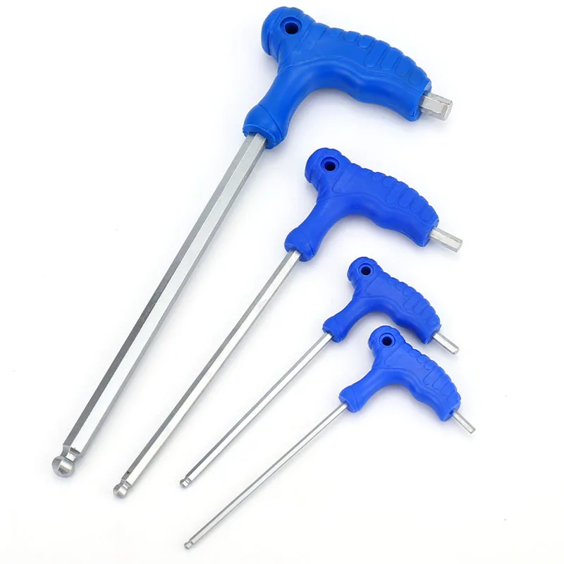 Blue T-handle Blat Head Hex Key Wrench Chrome Vanadium Steel Lengthen  Hex Key Allen Wrench for Hardware Home Use Repair Tool