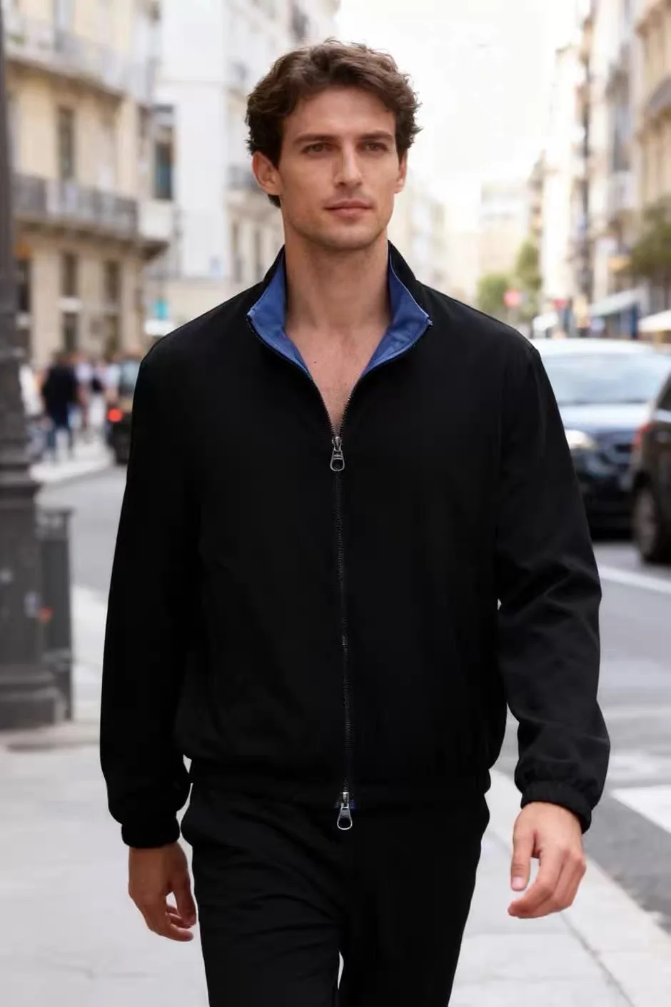 

Высококачественная мужская двусторонняя одежда, однотонная приталенная куртка с воротником-стойкой, повседневная модная верхняя одежда на осень-зиму