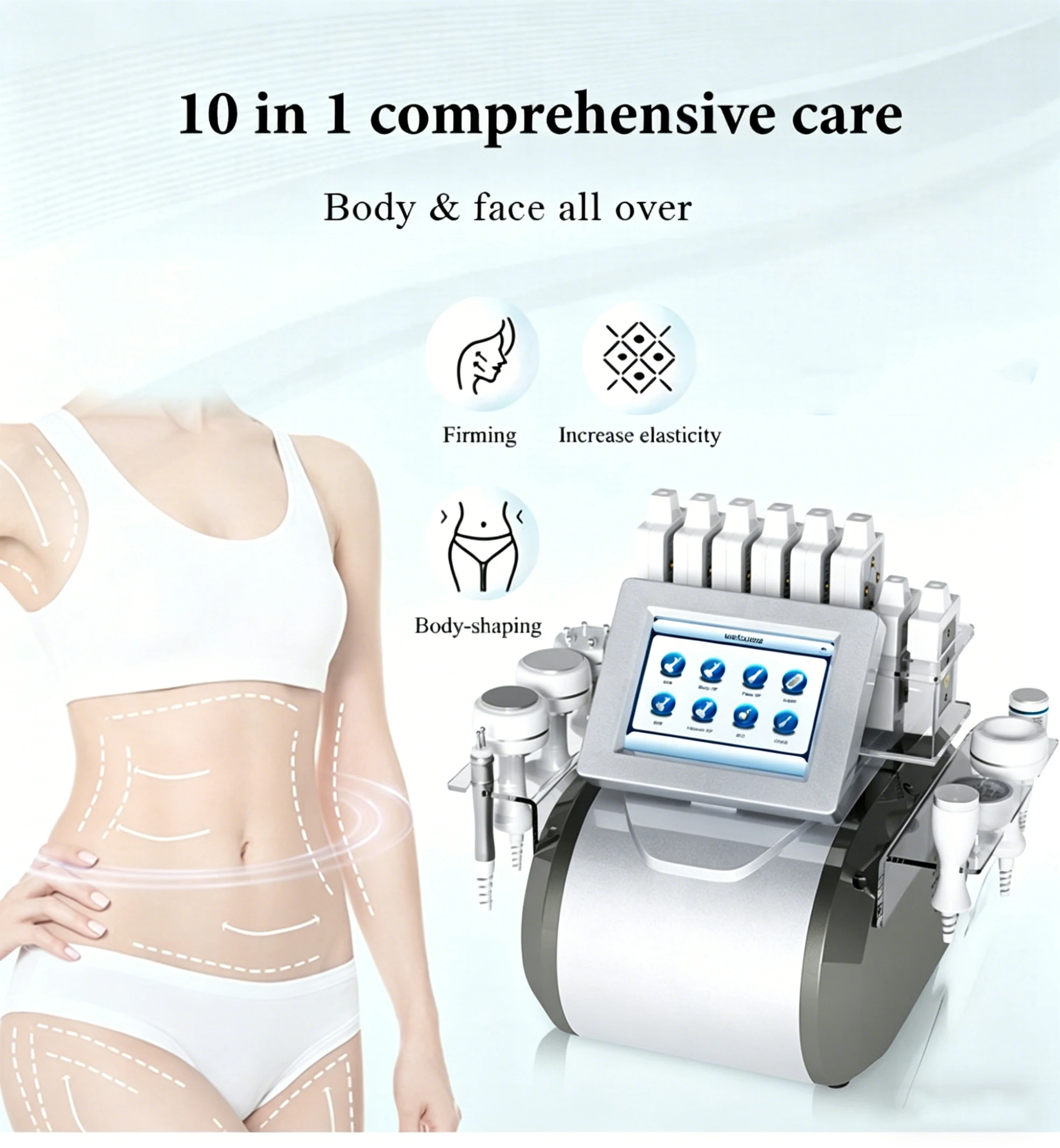 10 in 1 Cavitation Slimming Machine 80k 40k Shaping Body Shape, Compact Contour for Beauty Salons