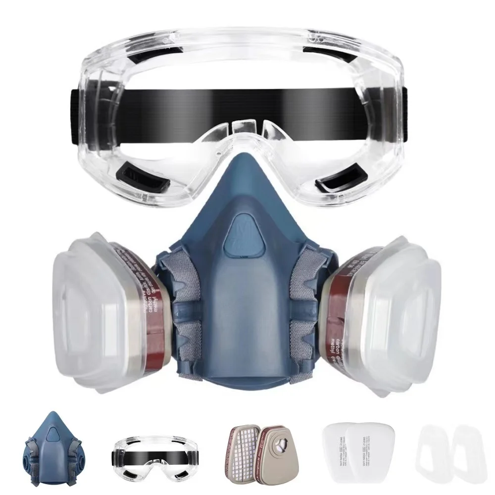 New 7-in-1/ 16-in-1 Gas Mask 7502 Dust Mask Half Face Respirator Spray Paint Organic Vapor Chemical Gas Filter Work Safety