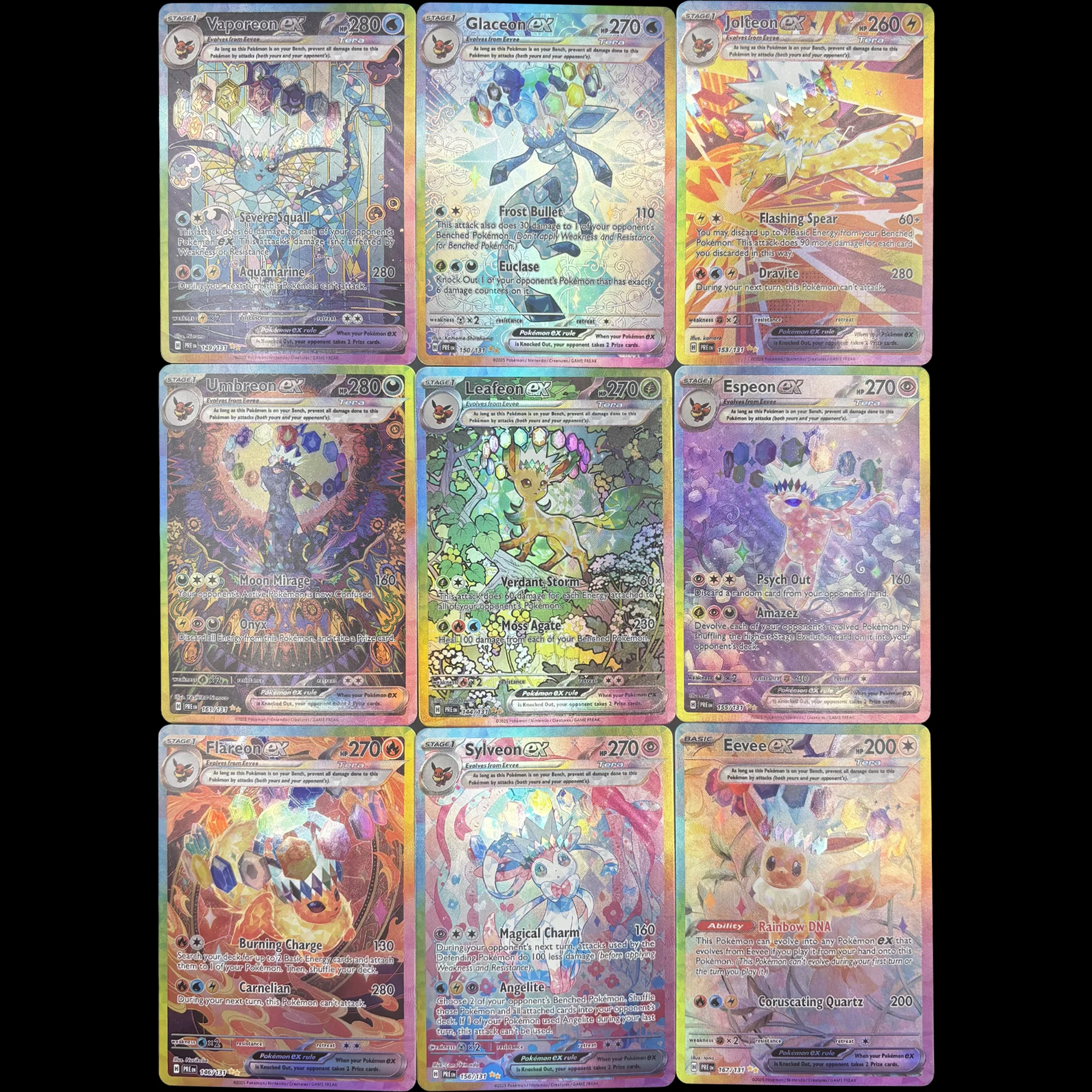 9-шт-компл-ptcg-английская-версия-серии-eevee-цветная-флэш-карта-umbreon-sylveon-классическая-игра-аниме-коллекционные-карты-diy-подарочные-игрушки