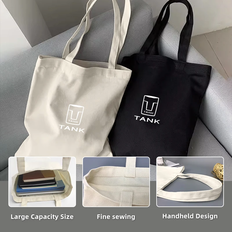 Large Capacity Canvas Shopping Bags Folding Eco-Friendly Cotton Tote Bags Reusable DIY Shoulder Bag  For Great Wall GWM Tank 300