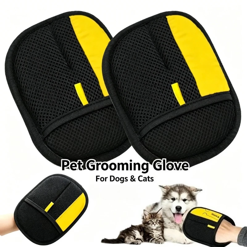 Double-Sided Electrostatic Pet Hair Remover Glove - Reusable Cat Dog Brush for Sofa Carpet Clothes Lint Cleaning