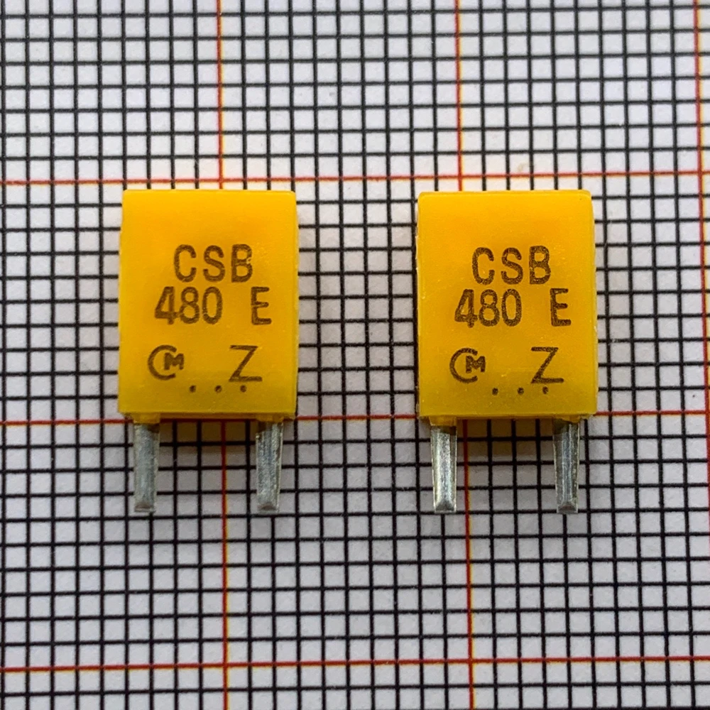 100PCS/  ceramic crystal oscillator CSB480E 480KHZ 480K in-line 2-pin yellow ceramic filter