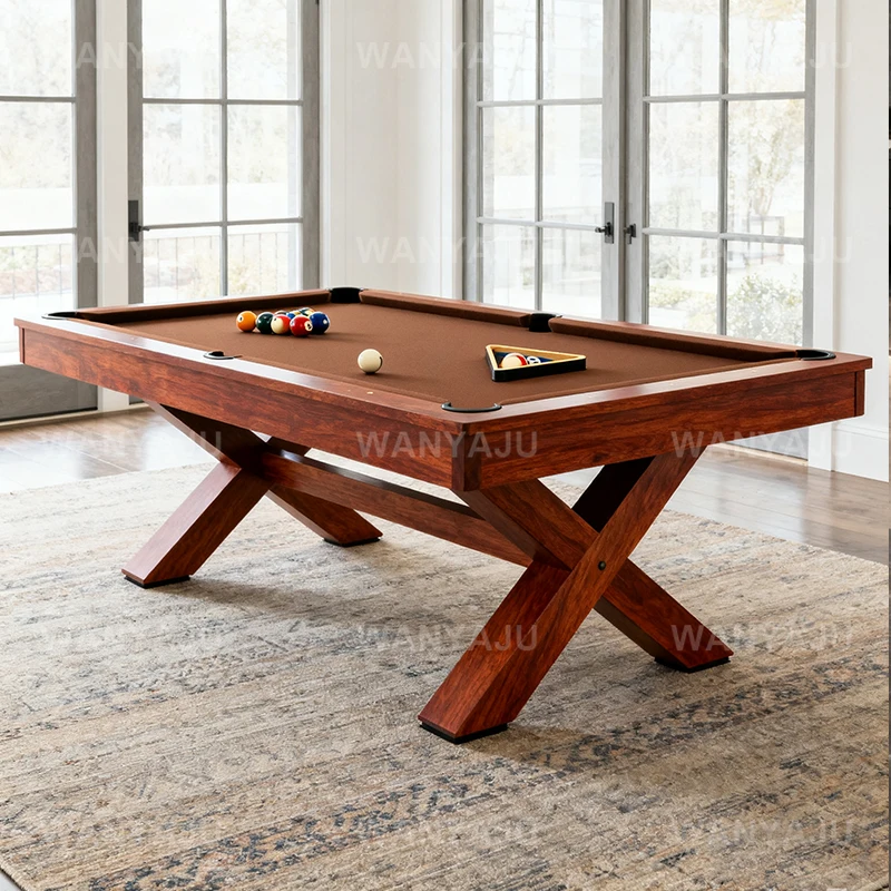 Multi-game Rustic Billiard Table With Benches American Style Folding Dining Top Natural Slate Solid Wood Pool Table for Home