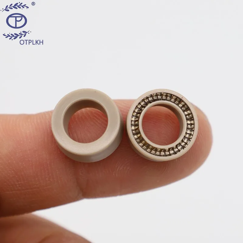 Spring seal ring for shaft Polyetheretherketone natural color PEEK with V-shaped stainless steel 301 spring OTPLKH customized