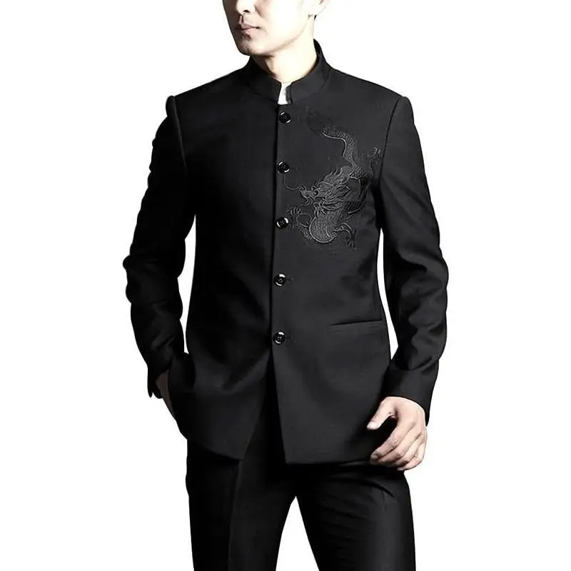 

Chinese Collar Dragon Suit Y 50167 Zhongshan Suit Western Style Cross-Border Men's Ethnic Clothing Spring 2026 New Arrival