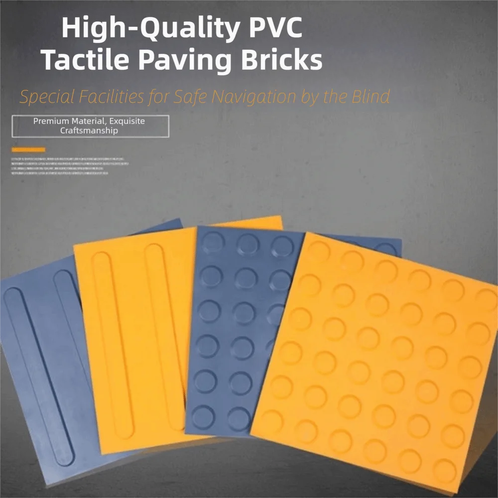 PVC Blind Road Brick Durable Tactile Paving Safety Navigation Tiles Road Stickers For Roadway Pathway Street Sidewalk