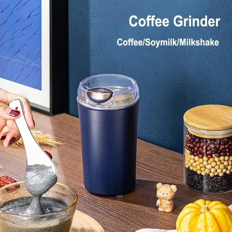 2023 New Portable Coffee Grinder Household Small Grain Grinder 8 Knife Stainless Steel Nut Bean Grain Grinding Mixer