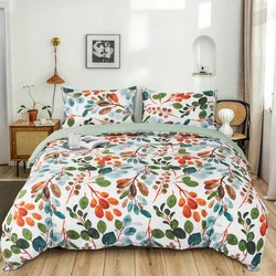 3pcs Duvet Covers Size Green Palm Leaf Fern Plant Hawaiian Plant Farmhouse Botanical Bedding Set Soft pillowcases*2