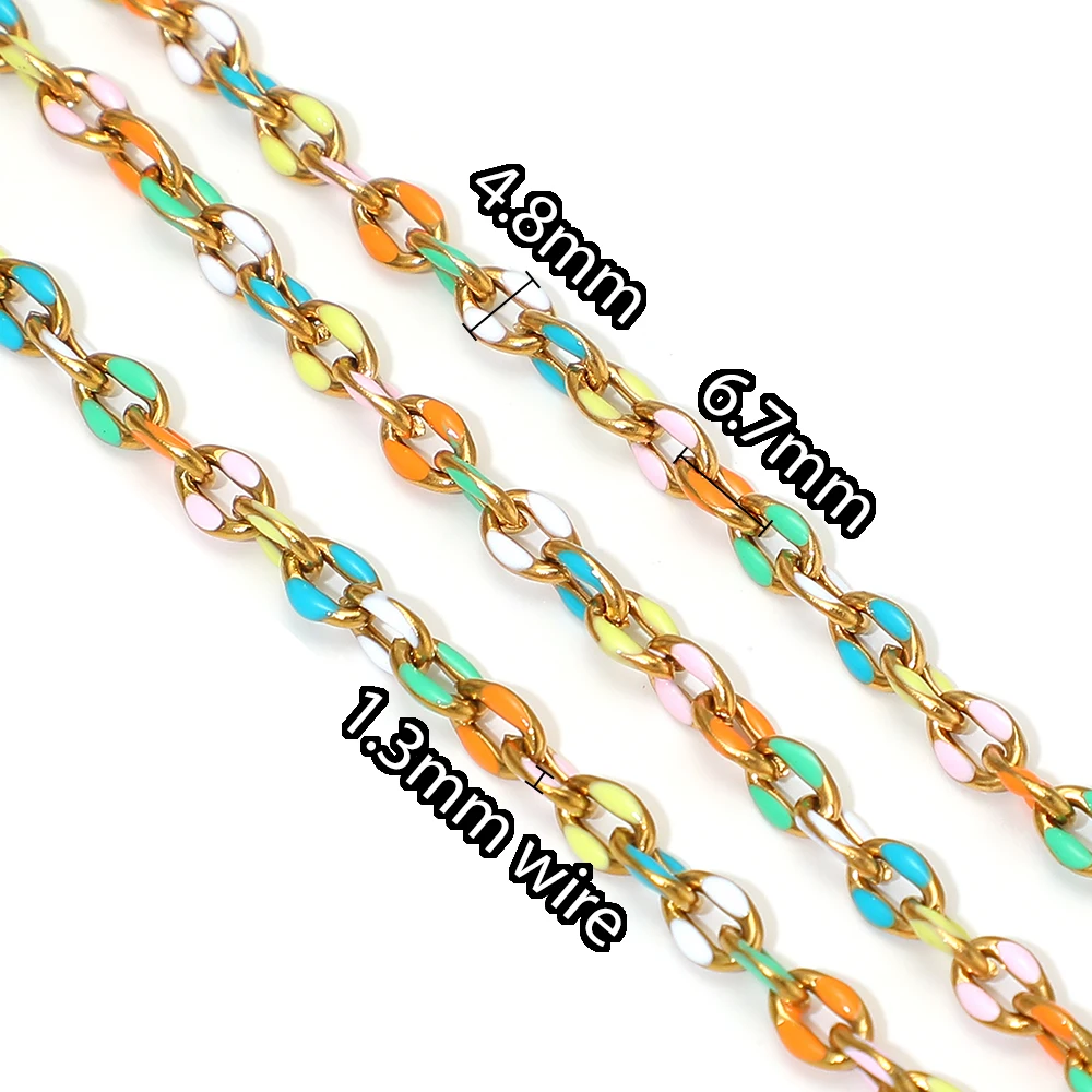 1 Meter Edelstahl-Emaille-Ovalketten für DIY-Mode-Schmuckzubehör, Halsketten, Ohrringe, Armbänder, Bastelbedarf – Detail 3