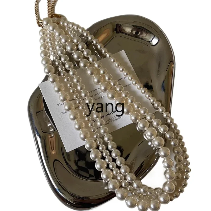 

CX double pearl necklace stacked sweater chain women's light luxury niche pearl necklace