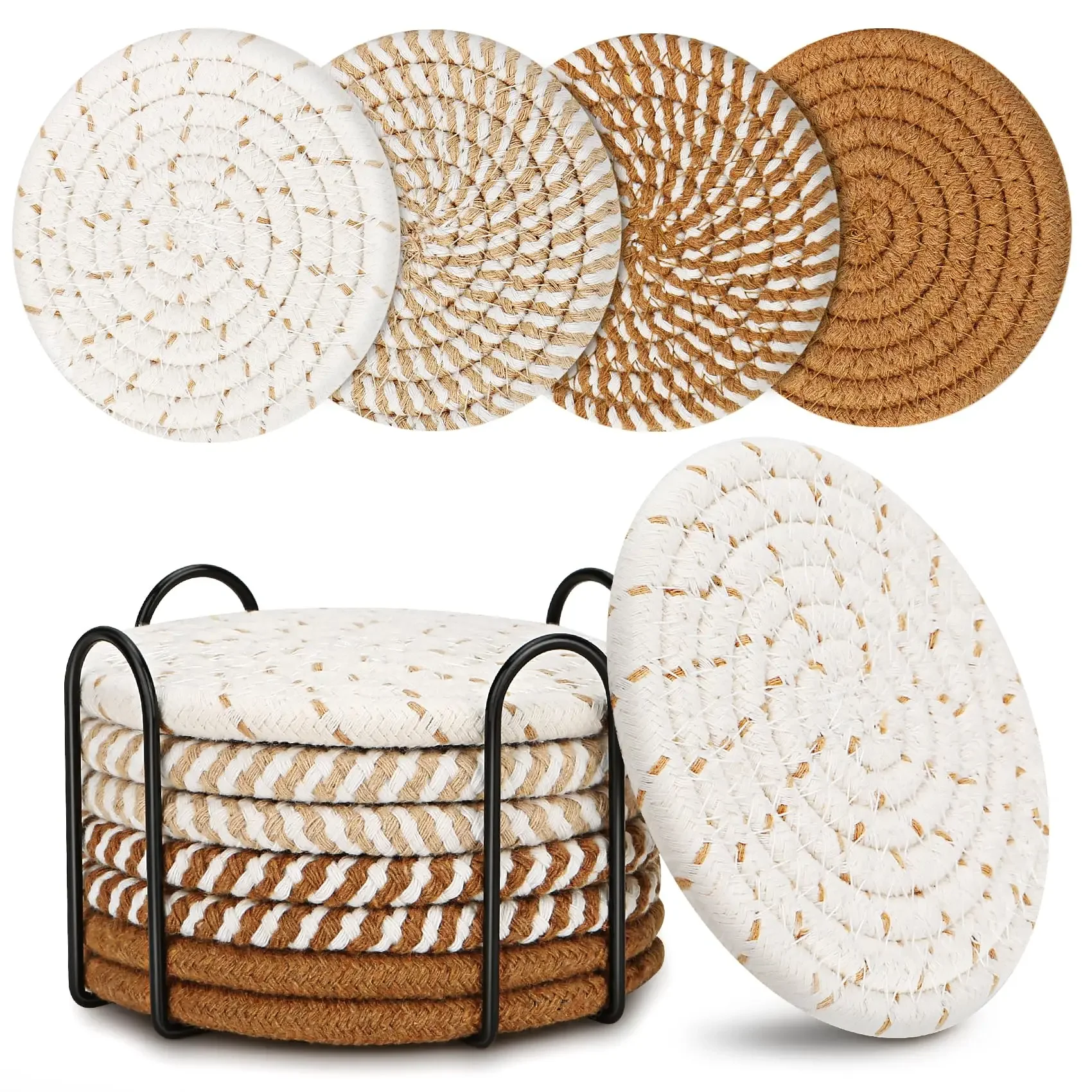 8pcs Super Absorbent Cotton Coasters Handmade Cup Mat Minimalist Tabletop Protection Coffee Table Heat Resistant Reusable Drink