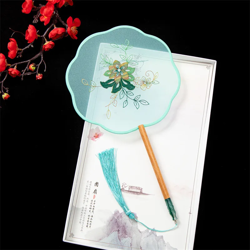 1PC Vintage Dancing Fan Chinese Traditional Round Palace Hand Fan Stage Perform Props Home Decoration