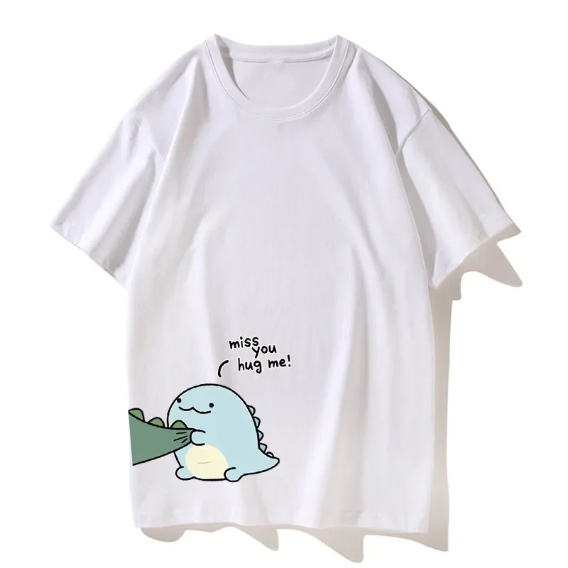 تي شيرت مقترن بتي شيرت ديناصور مزدوج، قميص صيفي كاجوال عالي الجودة، تي شيرت بأكمام قصيرة على طراز الزوجين #4