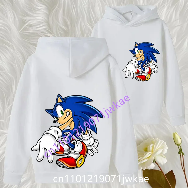 

2025 Autumn/Winter Sonic The Fastest Boy - Kids Hoodie with Front Back Cartoon Print - Sporty Boys' Casual Shirt - Long Sleeve