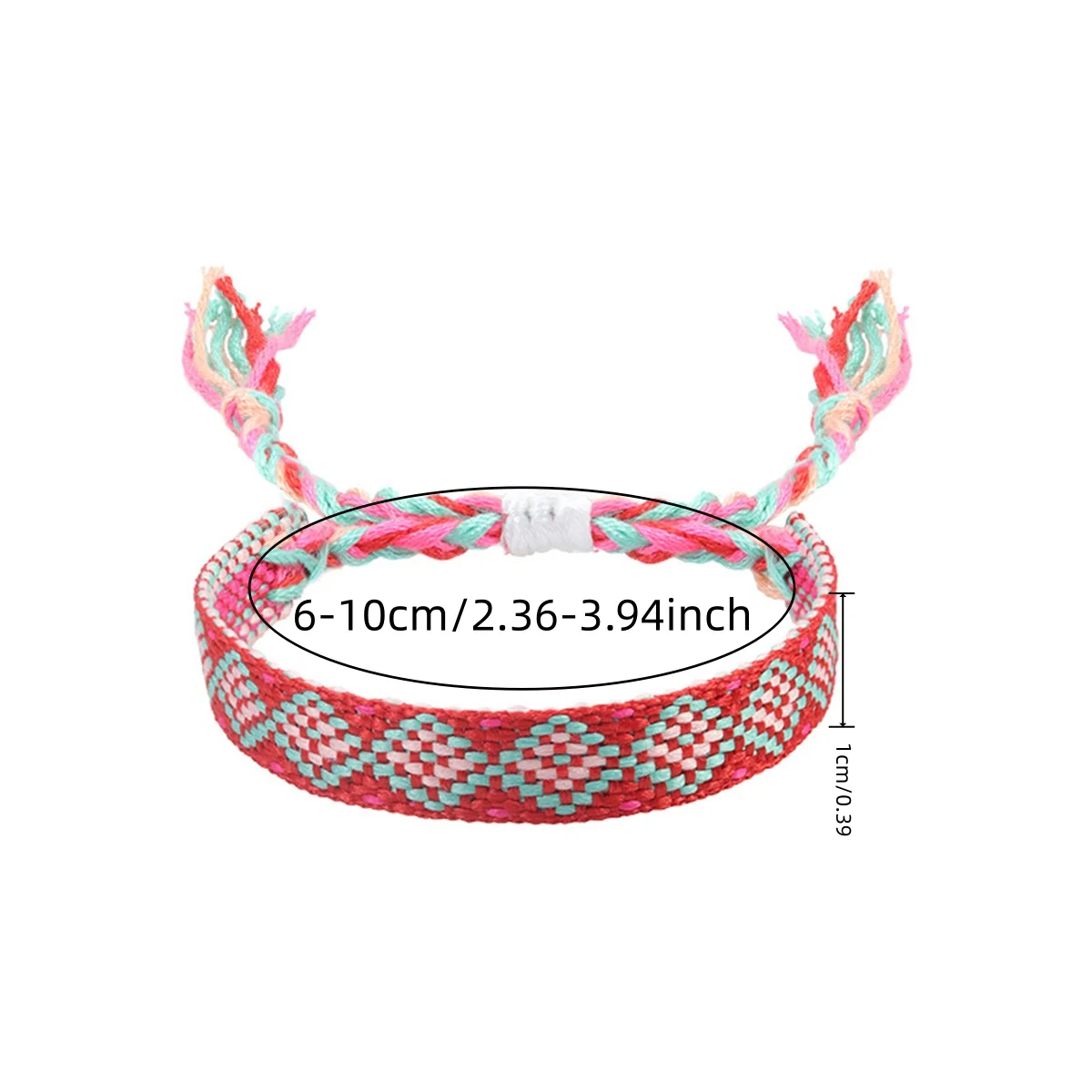 1 Pack Boho Handmade Woven Bracelet Adjustable Slide Closure Friendship Wristband