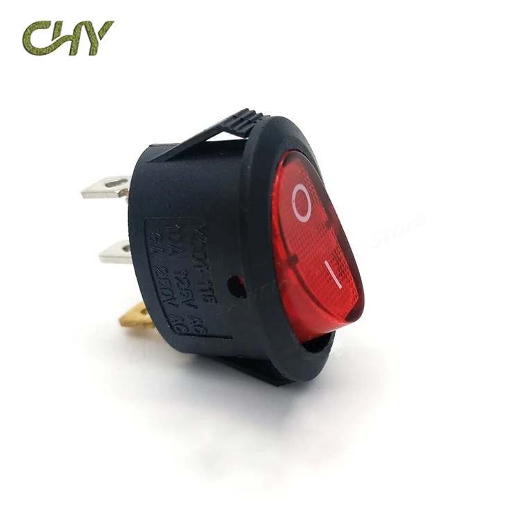 1-10Pcs/Lot Factory Direct Sales Ship Type Switch KCD1 Oval with Light 3 Pin 2 Gear 6A 250V 10A 125V Warping Switch