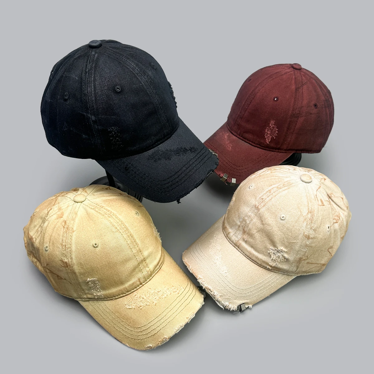 

Personal Broken Style Solid Rivet Baseball Hats New Men Women Sunshade Street Versatile Distress Fashion Outdoor ins Peaked Caps