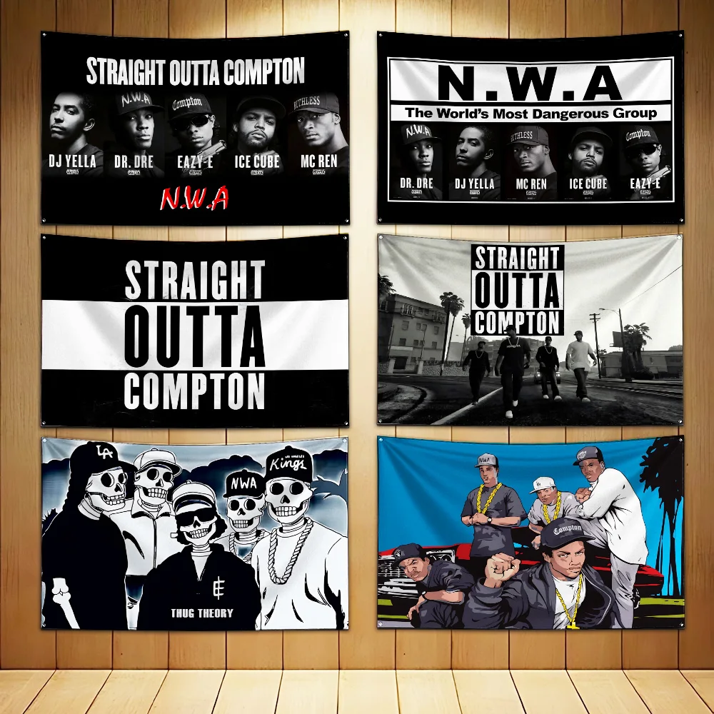 Straight Outta Compton NWA Flag Polyester Digital Printing Banner for Garage Wall Art Out Door Decoration With Brass Grommets