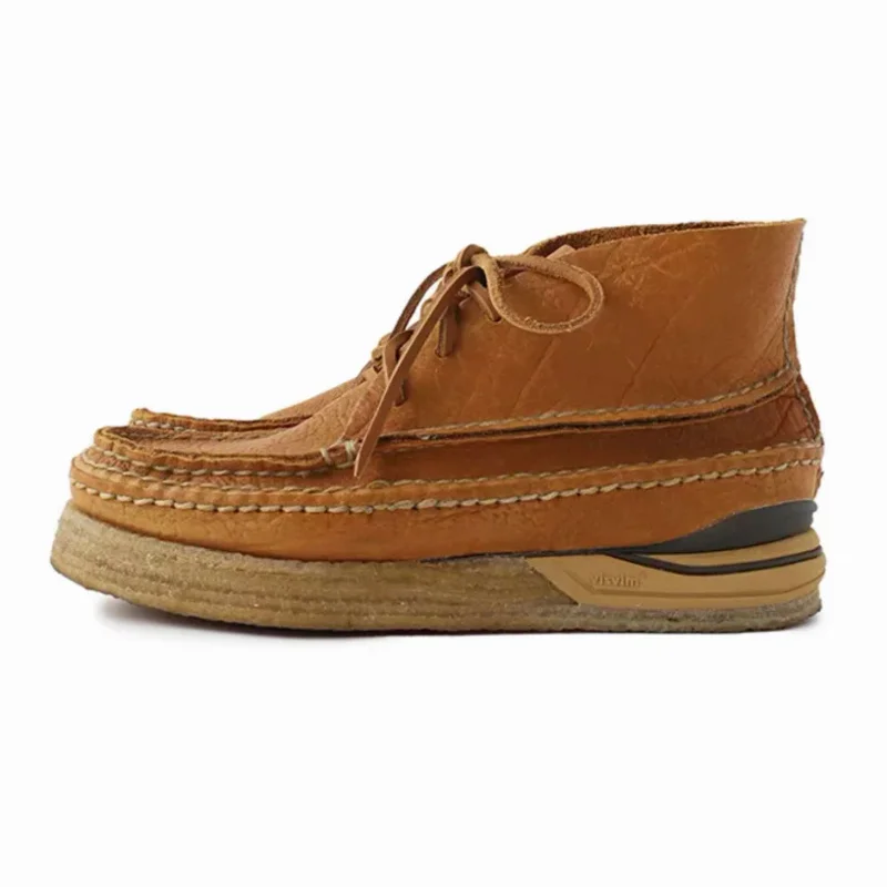 VISVIM hand-stitched bison leather Goodyear casual thick-soled comfort shoes