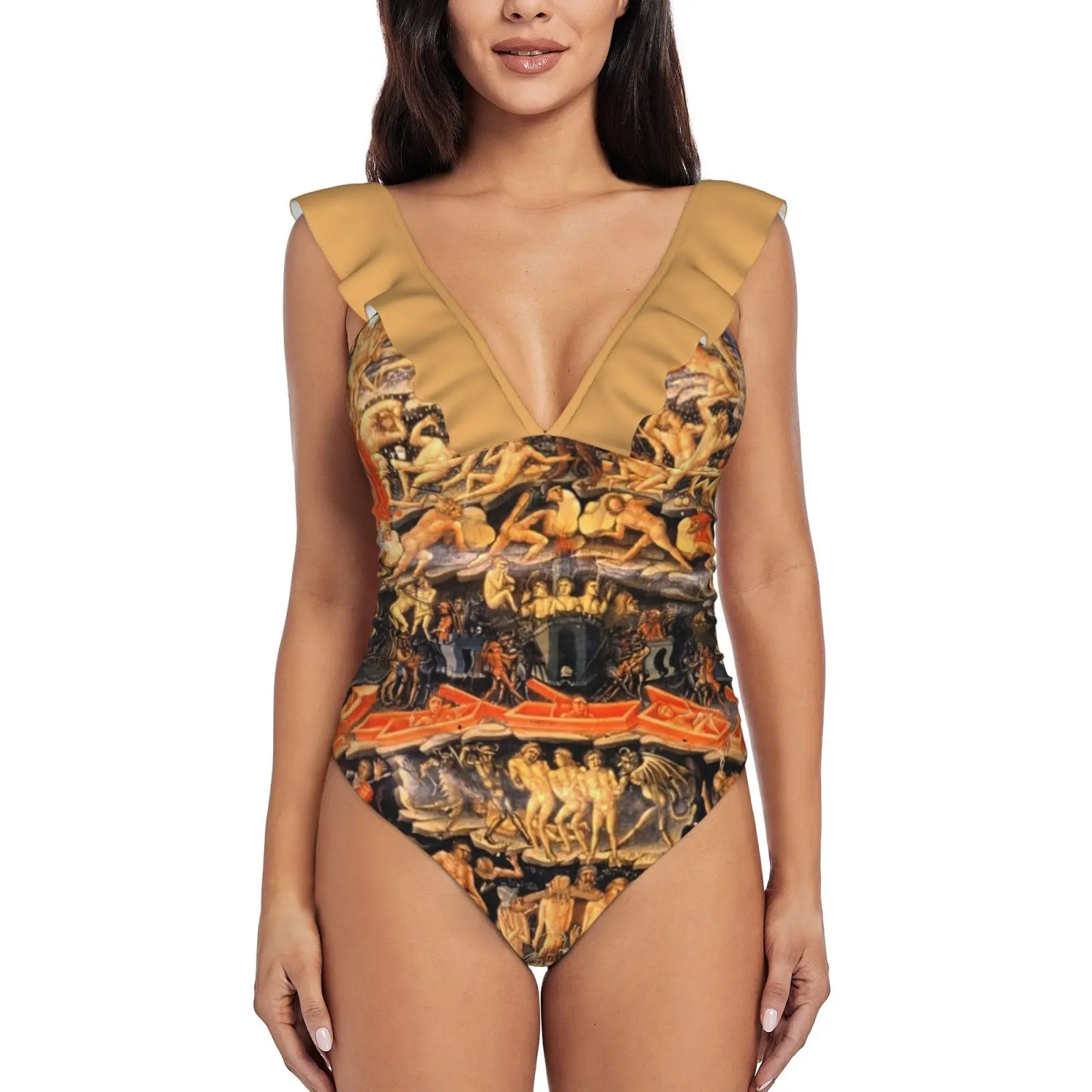 

Hd Inferno , From The Divine Comedy , By Bartolomeo Di Ruffle Swimsuit Women'S Swimwear Monokini Beachwear Bathing Suits