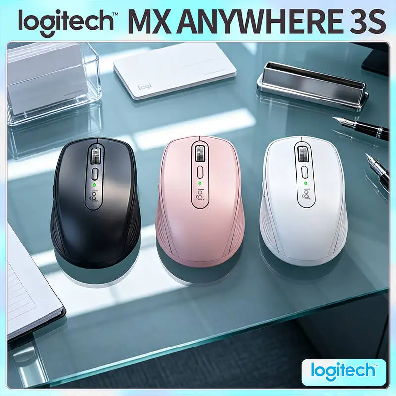 Portable Logitech MX Anywhere 3S - 8K DPI Darkfield, MagSpeed Hyper-Scroll, Quiet Clicks, USB-C Charge, Compact & Ergonomic