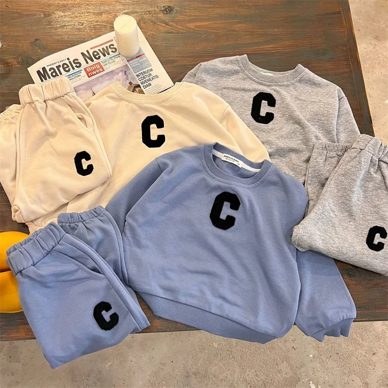 Boys Sweatshirts +Pants Kids Suits 2PCS/Set Cotton 2024 Pullover Spring Autumn Cotton Tracksuits Sport Christmas Gift Children C