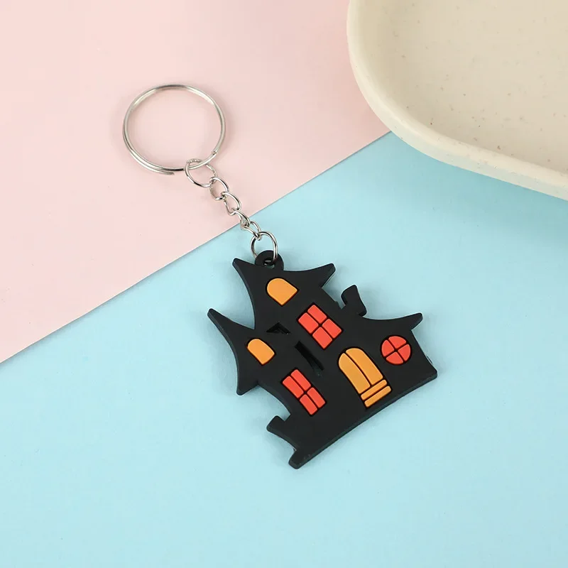 Creative Cartoon New Halloween Small Pendant Pumpkin Lamp Ghost Keychain Magic Ghost House Series Jewelry Anime Cute Key Chains