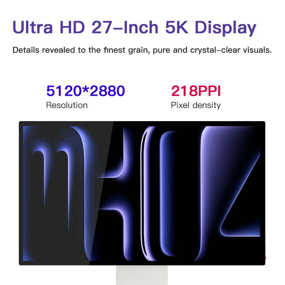 27 Inch 5K 218PPI IPS Monitor Low Blue Light  Professional Color Calibration Display for Suitable for Editing Filming and Design