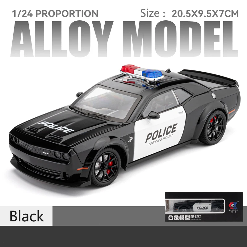 1:24 Simulato Dodge Hellcat Modello di Auto Della Polizia Suono E Luce Pull-Back Auto Giocattolo In Metallo Auto Sportiva Ragazzi Collezione Ornamenti Regalo