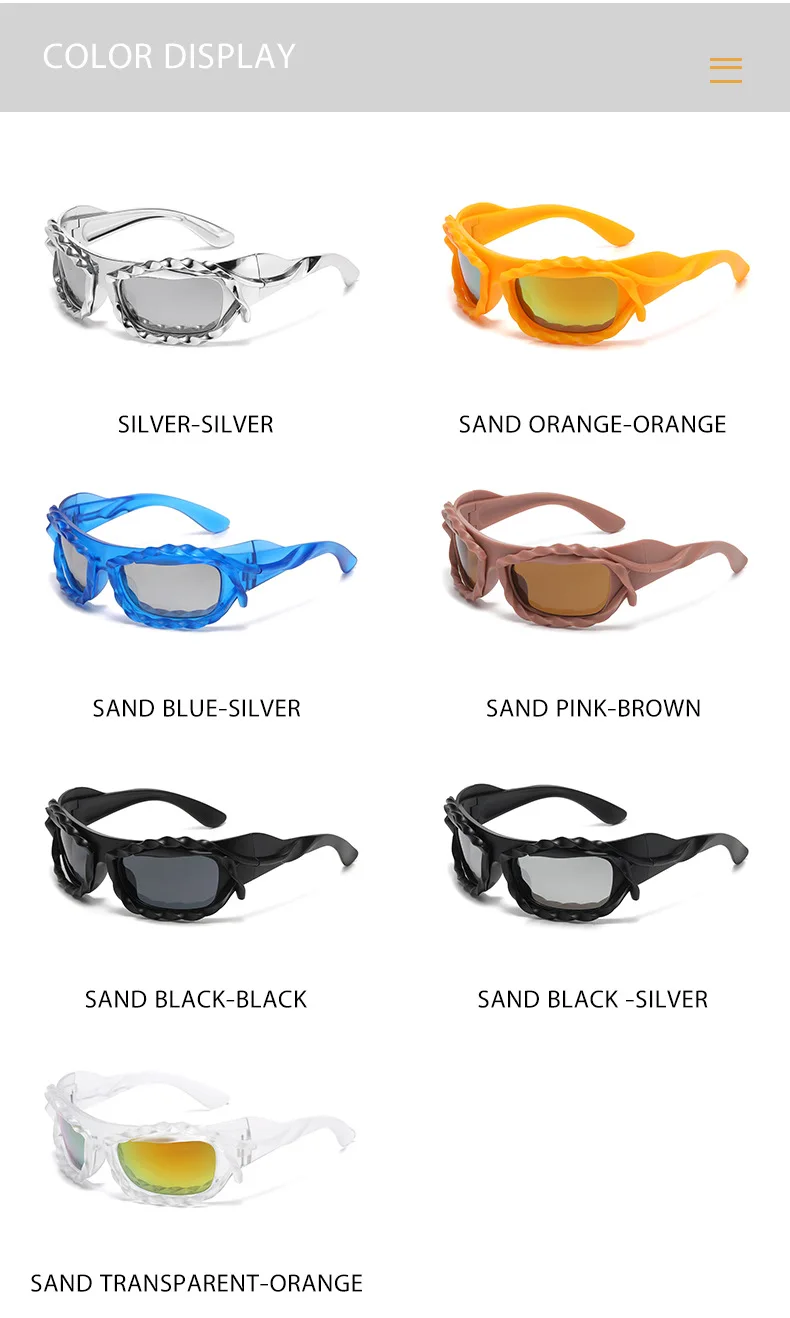 Trendige Techwear-Style Unregelmäßige Sonnenbrille, Nischendesign, Sonnenschutz & Blendschutz, Vielseitige Sonnenbrille 68192 – Detail 10