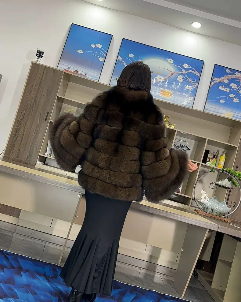 Hot Selling Finnish Imported Fox Fur High-end Fur Coat For Women New Winter Bell Sleeve Fashion Fox Fur Coat