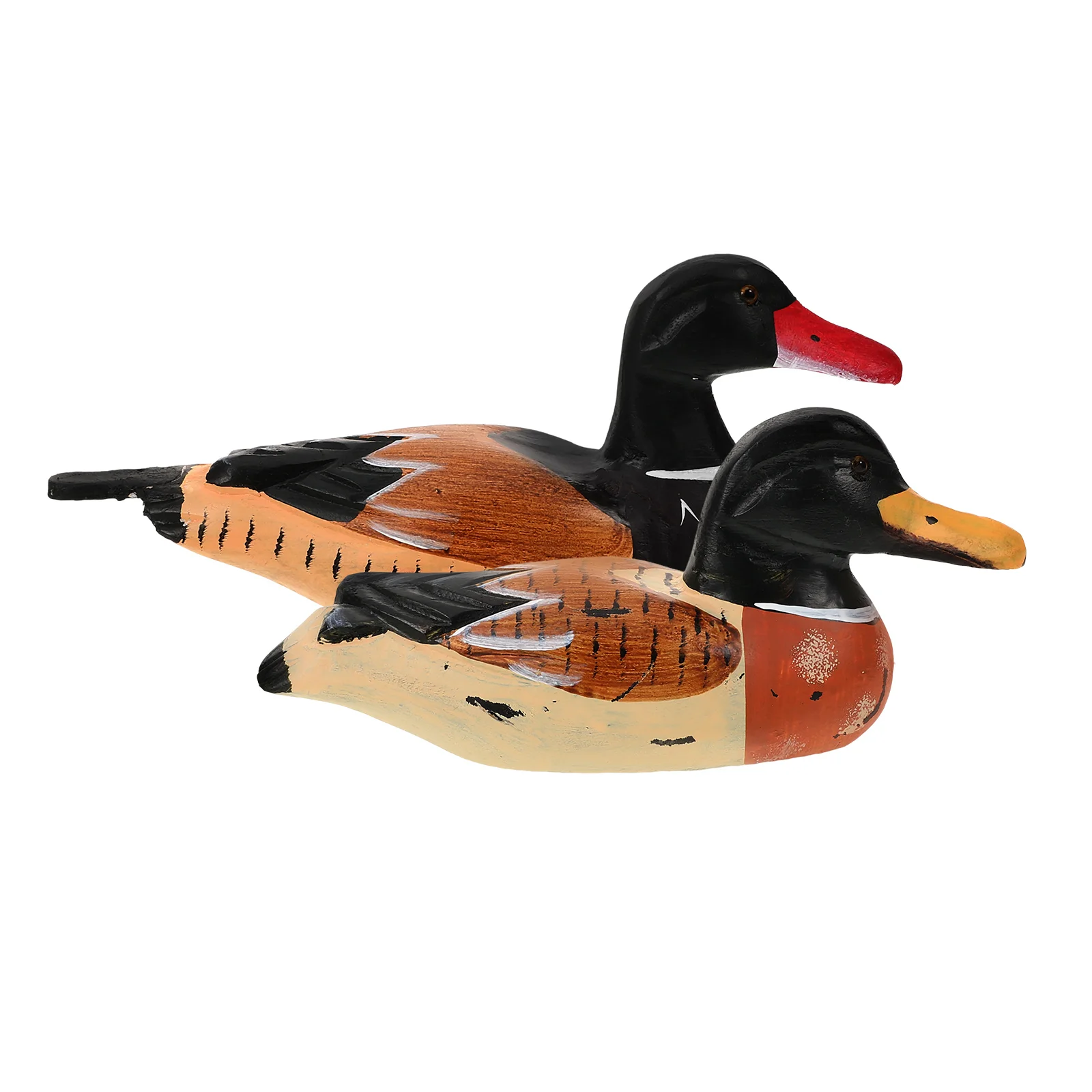 

2 Pcs Wooden Duck Ornaments Mandarin Figurine 2500X1200X750CM Household Artware