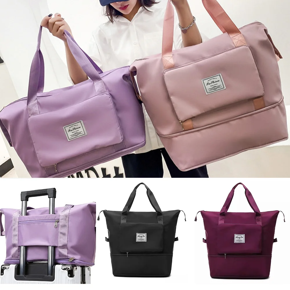 Bolsas de viaje plegables para mujer, bolso de mano impermeable, bolsa de equipaje esencial de viaje, bolsos de lona multifuncionales de gran