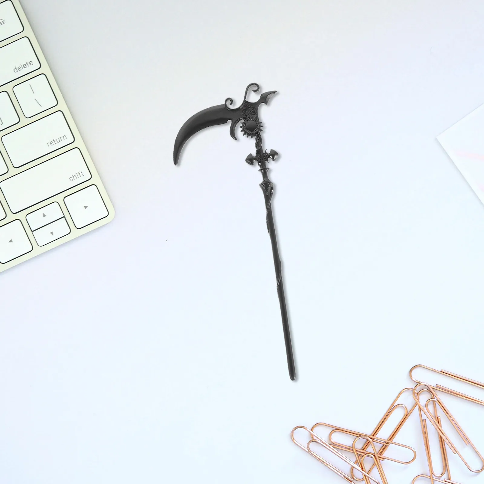 2Pcs Metal Hairpin Sunflower Reaper Scythe Hair Chopsticks Vintage Gothic Hair Accessories Halloween Cosplay Festival