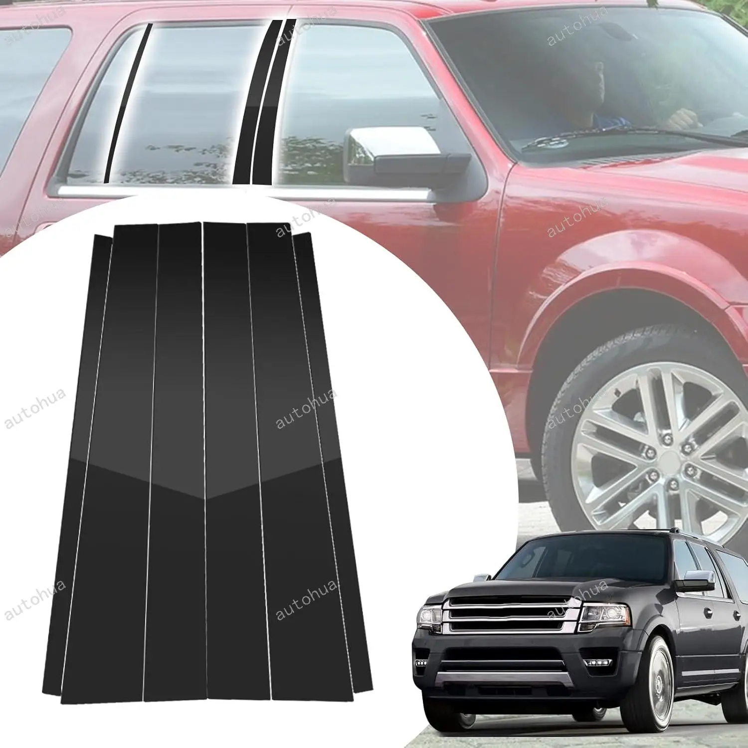 

Door Pillar Post Trim for Ford Expedition 1997-2016 Side Door Pillar Anti Scratch Glossy PC Stickers Cover Moldings 6-pcs