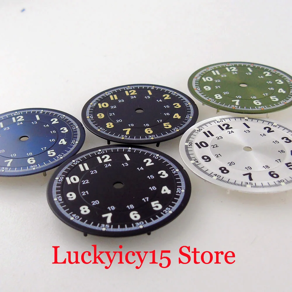 29mm Black/Blue/Green/Sliver Sterile Watch Dial Green Luminous Fit NH35 NH36 for SKX ETA2824 PT5000 ST2130 Automatic Movement