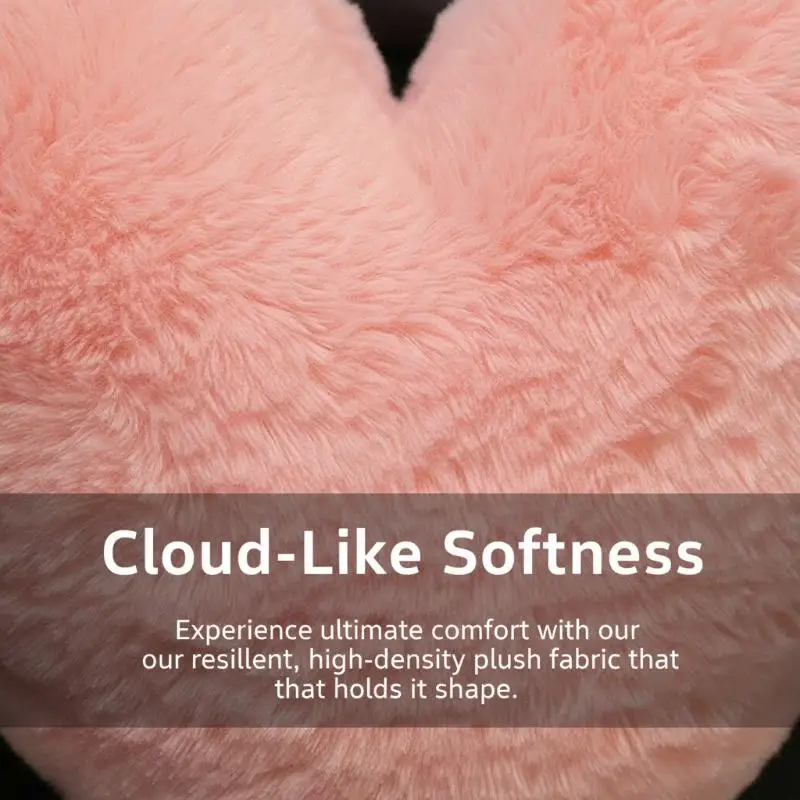 Pink Heart Angel Wings Car Lumbar Pillow Soft Plush Neck Support Cushion for Comfort and Cute Car Seat Décor