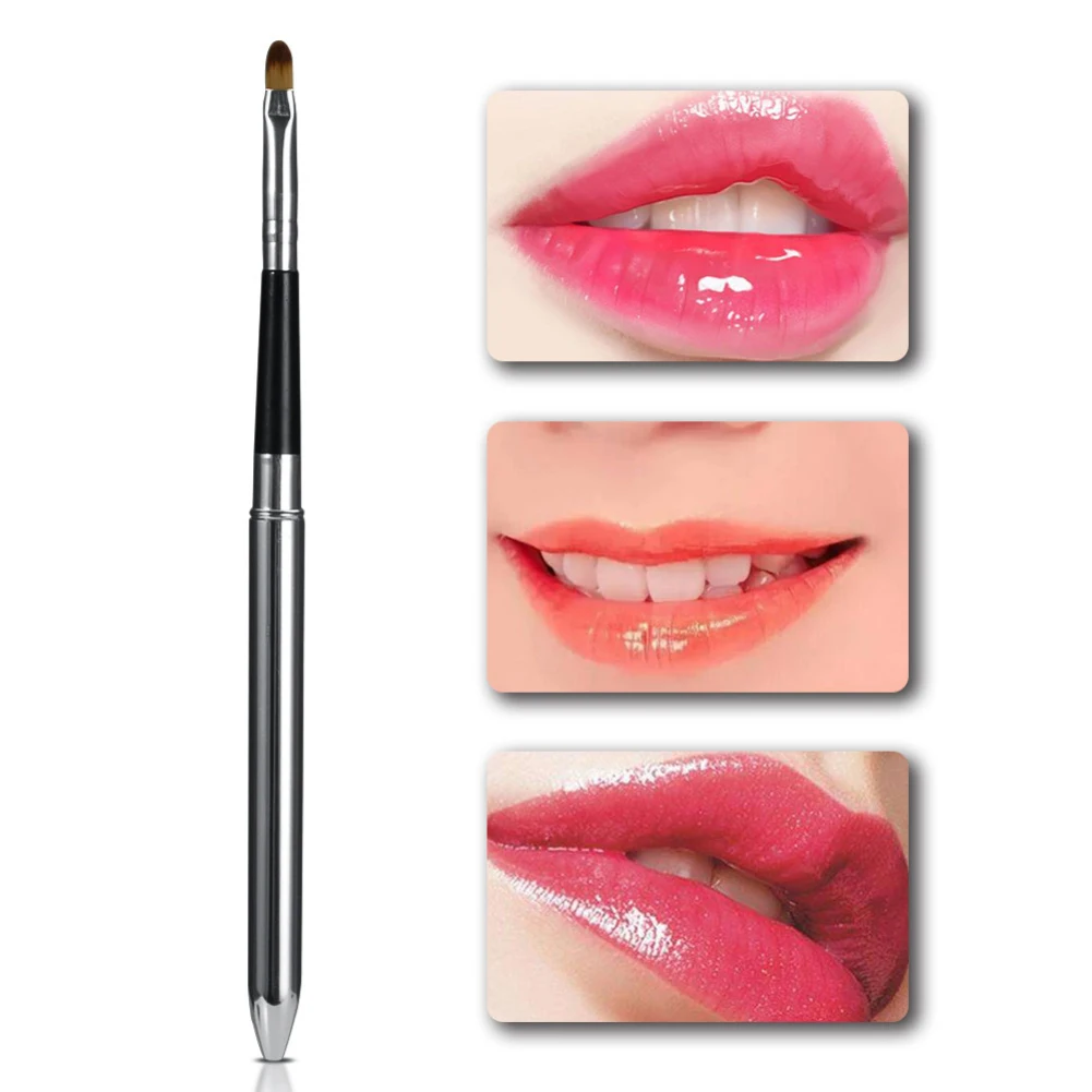 Silver Lips Makeup Brush Pen Metal Handle Lipstick Lip Gloss Makeup Brush Pencil Lasting For Lips Beauty Make Up Tools Brush New