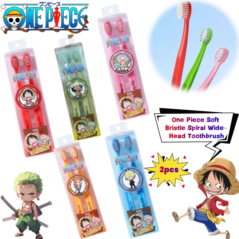 One Piece Luffy Zoro Usopp Sogeking Toothbrush Creative High-Value Couple Home Soft Bristle Spiral Wide-Head Brush Two-Piece Set
