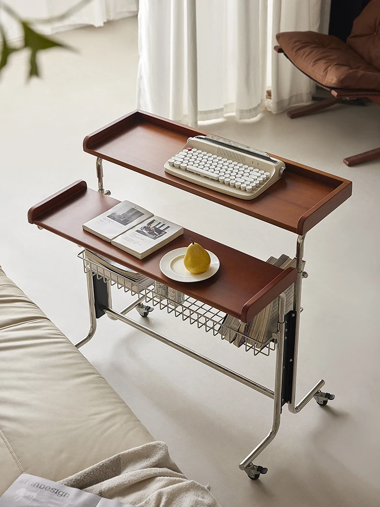 Medieval style lifting desk home living room designer solid wood computer desk bedroom mobile bedside table