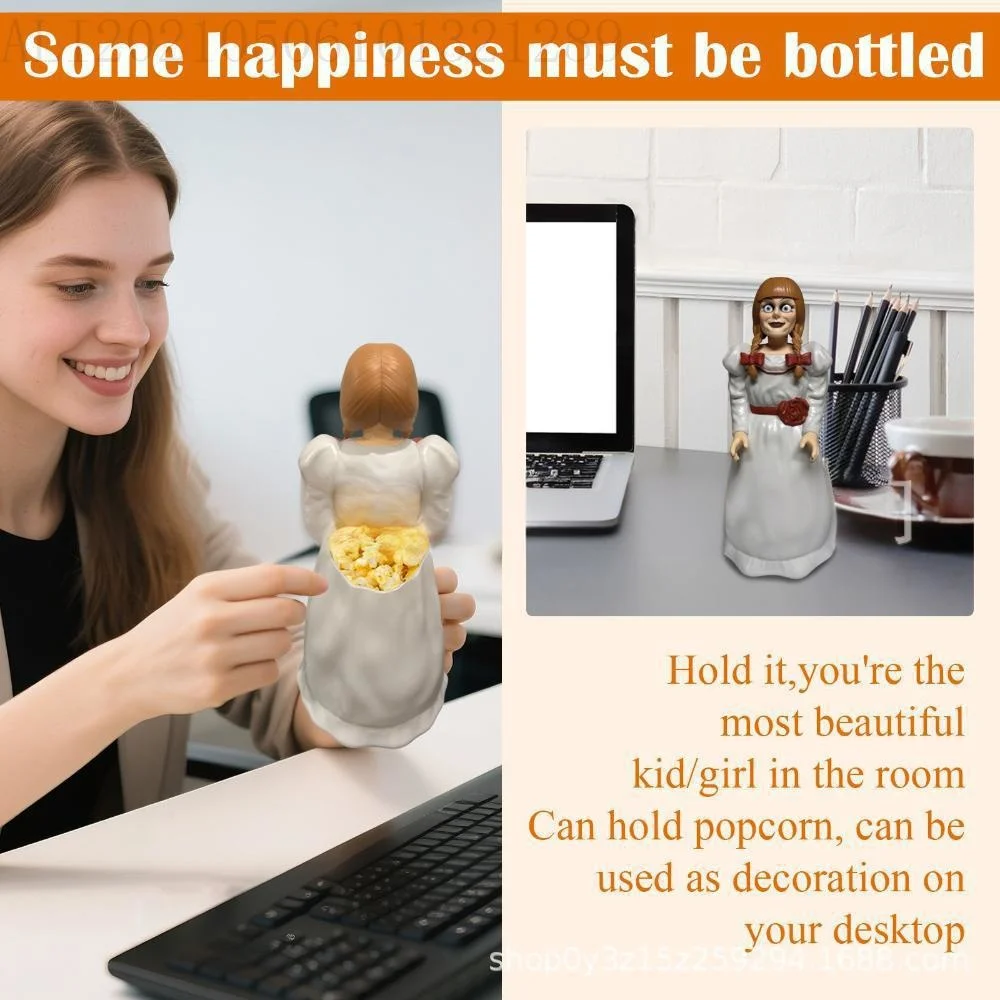 Haunted Doll Popcorn Bucket Scary Collectible Horror Inspired Halloween Party Centerpiece Table Decor Display For Adults Teens