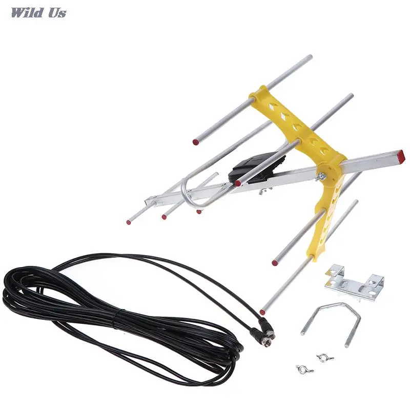 1pc Outdoor 100Mile Amplified 8 Yagi Antenna HD TV 10dB Long Range UHF/VHF/FM HDTV