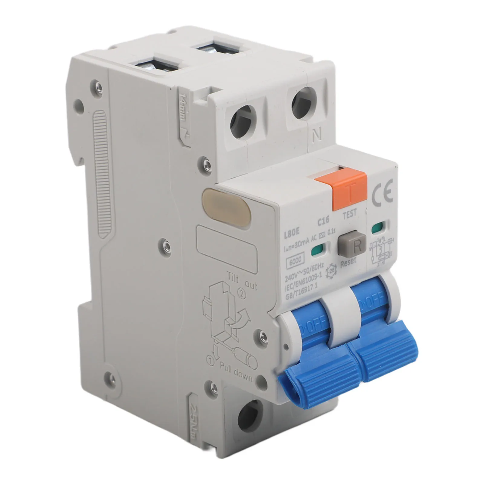 Electrical Safety FI Circuit Breaker Electrical Safety Enhancement 81.2*70.5*35.5mm DIN Rail Mounting For AC Systems