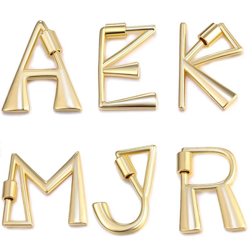 

Juya 18K Gold Plated Decoration Letters Fasteners Spring Bolt Carabiner Clasps For DIY Hanging Chains Alphabet Jewelry Making