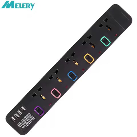 Melery 멀티탭 서지 보호대 멀티프라이즈 전기 범용 5 콘센트, USB 플러그 소켓, 개별 스위치 익스텐션 코드